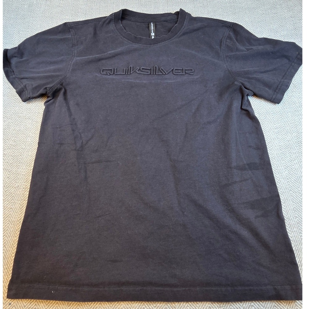 Quiksilver Mens Black Embossed Logo Short Sleeve Cotton T-Shirt Size L RN169009